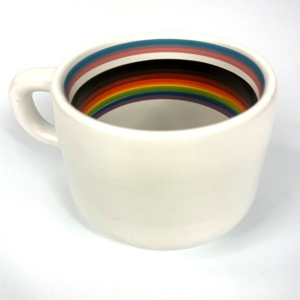 White Ceramic Mug with Rainbow Interior - Contemporary Home Dining